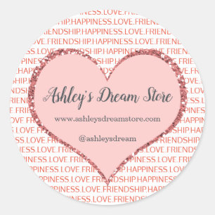 バレンタインデーピンクハートカスタムWebサイト ラウンドシール