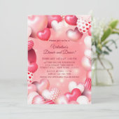 バレンタインデーピンクハートバルーン 招待状 (スタンド正面)