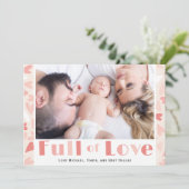 バレンタインデーピンクハートモダン家族の写真 シーズンカード (スタンド正面)