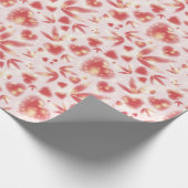 バレンタインデーピンクハート光沢のあるドット光 ラッピングペーパー (角)