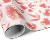 バレンタインデーピンクハート光沢のあるドット光 ラッピングペーパー (ロールコーナー)