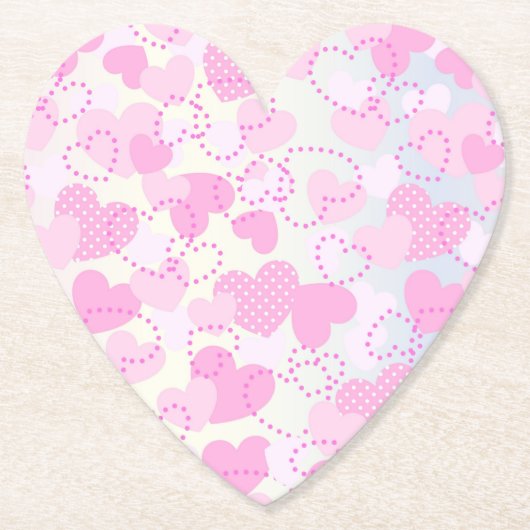 バレンタインデーピンクハート背景–38923 ペーパーコースター (正面)