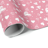 バレンタインデーピンクハート ラッピングペーパー (ロールコーナー)