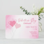 バレンタインデーピンクバルーン水彩パーティー 招待状 (スタンド正面)