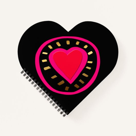 バレンタインデーピンクモダンハート ノートブック (正面)