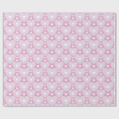 バレンタインデーピンクレースハート模様 ラッピングペーパー (フラット)