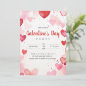 バレンタインデーピンク赤いハート 招待状 (スタンド正面)