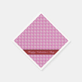 バレンタインデーピンク&ホワイトハートパターンナプキンス スタンダードカクテルナプキン (角)