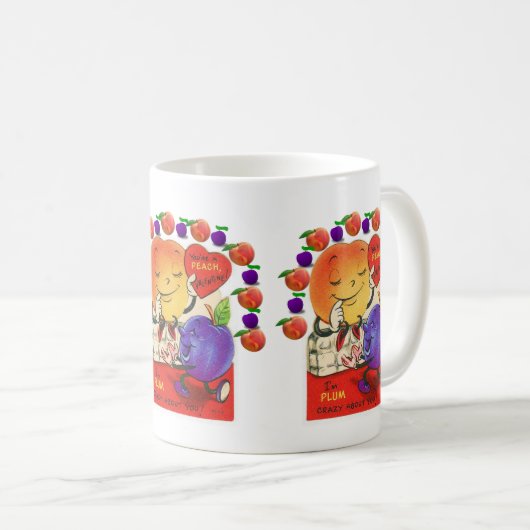 バレンタインデーピーチプラムマグカップ コーヒーマグカップ (正面右)