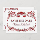 バレンタインデーファンシースの赤いポストカードを保存す縁どる 案内ポストカード (正面/裏面)