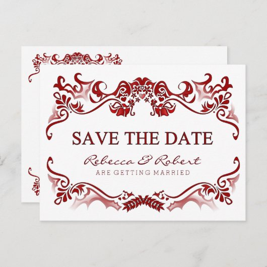 バレンタインデーファンシースの赤いポストカードを保存す縁どる 案内ポストカード (正面/裏面)