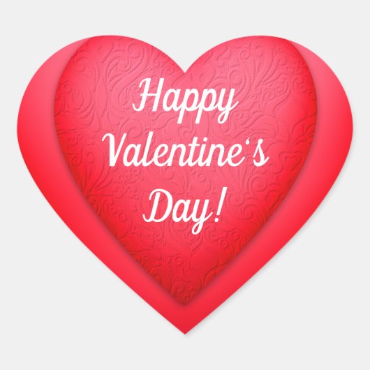 バレンタインデーファンシー赤いハートパーソナライズされた ハートシール (正面)
