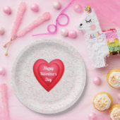 バレンタインデーファンシー赤いハートパーソナライズされた ペーパープレート (パーティー)