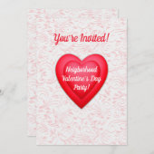 バレンタインデーファンシー赤いハートパーソナライズされた 招待状 (正面/裏面)