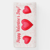 バレンタインデーファンシー赤いハート 横断幕 (縦)