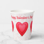 バレンタインデーファンシー赤いハート 紙コップ (裏面)
