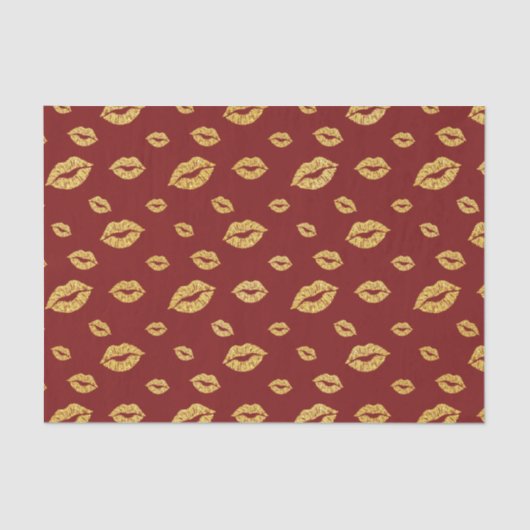 バレンタインデーフェイク金ゴールドグリッター口紅キス 薄葉紙 (正面)