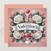バレンタインデーフローラハートデザイン シーズンカード (正面/裏面)