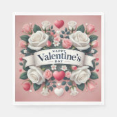 バレンタインデーフローラハートデザイン スタンダードランチョンナプキン (正面)