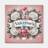 バレンタインデーフローラハートデザイン マグネット (正面)