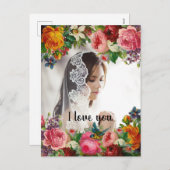 バレンタインデーフローラ愛する写真結婚の シーズンポストカード (正面/裏面)