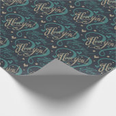 バレンタインデーブルーブラウン私はあなたを愛するタイポグラフィ ラッピングペーパー (角)