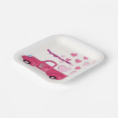 バレンタインデープレートと可愛いトラックデザイン ペーパープレート (傾斜あり)