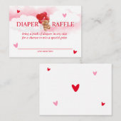 バレンタインデーベビーシャワーおむつラッフル エンクロージャーカード (正面/裏面)
