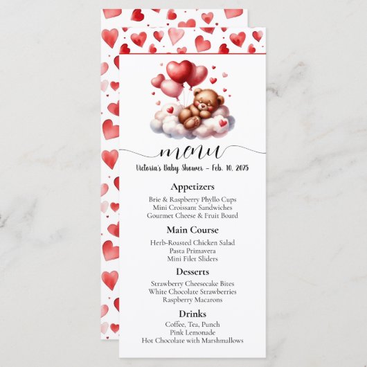バレンタインデーベビーシャワーメニュー メニュー (正面/裏面)