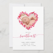 バレンタインデーベビーフラットアナウンスメントカード 案内状 (正面)