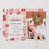 バレンタインデーベビー発表グレーキューピッド 案内状 (正面/裏面)