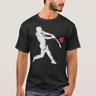バレンタインデーベースボールバッターのシルエットハート 私 Tシャツ