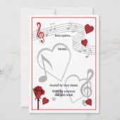 バレンタインデーミュージックパーティの招待状 招待状 (裏面)