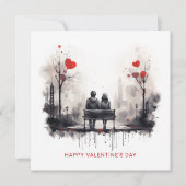 バレンタインデーモダンのカップルを愛で シーズンカード (正面)