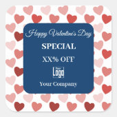 バレンタインデーモダンの特別ハートパターン スクエアシール (正面)