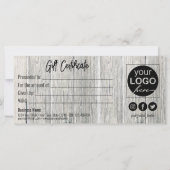 バレンタインデーモダンウッド素朴ハートギフトカード (裏面)