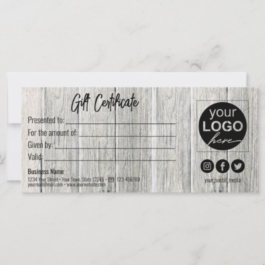 バレンタインデーモダンウッド素朴ハートギフトカード (裏面)