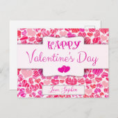 バレンタインデーモダンキュートレッドピンクハート ポストカード (正面/裏面)