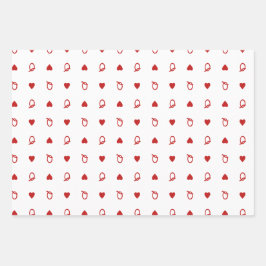バレンタインデーモダンクイーンハートカード ラッピングペーパーシート