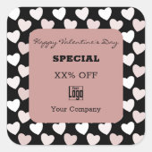 バレンタインデーモダンスペシャルブラックピンク スクエアシール (正面)