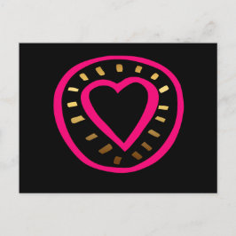 バレンタインデーモダンピンクハートブラック2ポストカード シーズンポストカード