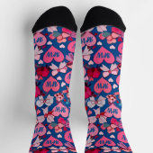 バレンタインデーモダンフローラはハートモノグラムを弓 ソックス (上部)