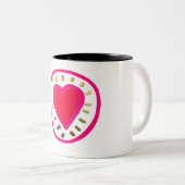 バレンタインデーモダン – ピンクハート1Wマグカップ ツートーンマグカップ (正面右)