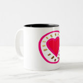 バレンタインデーモダン – ピンクハート1Wマグカップ ツートーンマグカップ (正面左)
