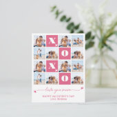 バレンタインデーモダンXOXOピンク12フォトコラージュ シーズンカード (スタンド正面)