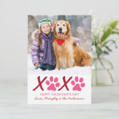 バレンタインデーモダンXOXO子犬ペット写真 シーズンカード (スタンド正面)