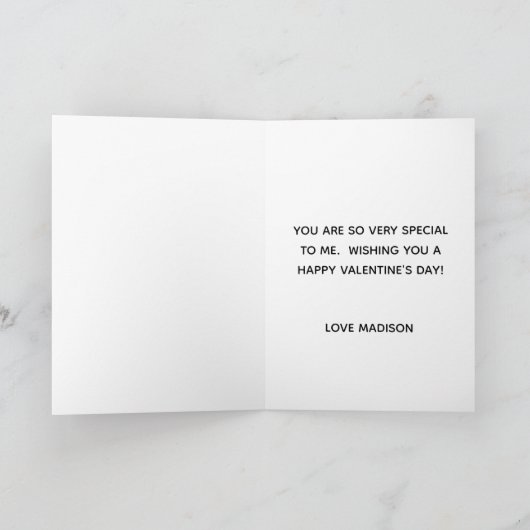 バレンタインデーユニコーンピンクグリッターパーソナライズされた シーズンカード (内部)