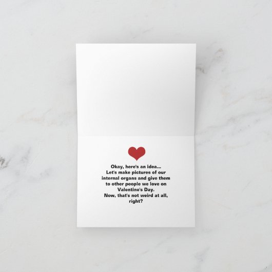 バレンタインデーユーモアのあるグリーティングカード用ハート カード (内部)