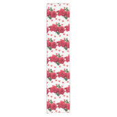 バレンタインデーラブ赤いハートとバラ ショートテーブルランナー (正面)