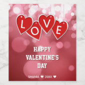 バレンタインデーラブ赤いハート ワインラベル (シングルラベル)